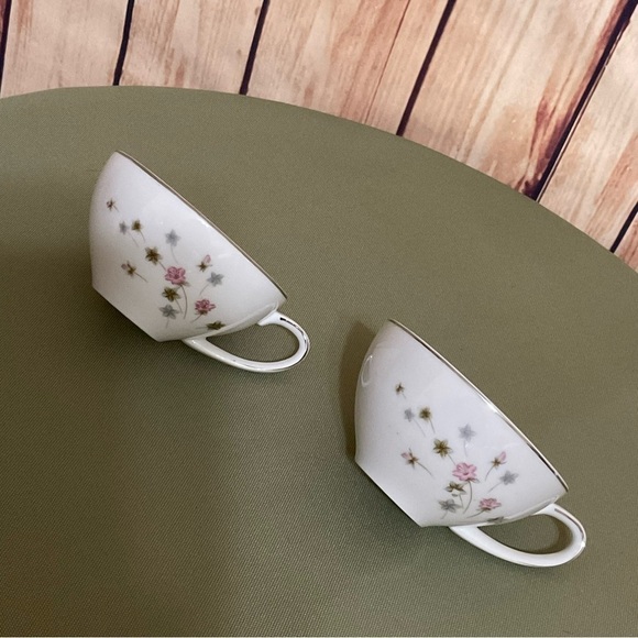 VTG Summit Fine China Snack Set 2 Floral MCM Tea Coffee Retro Silver Trim Japan - Picture 2 of 8